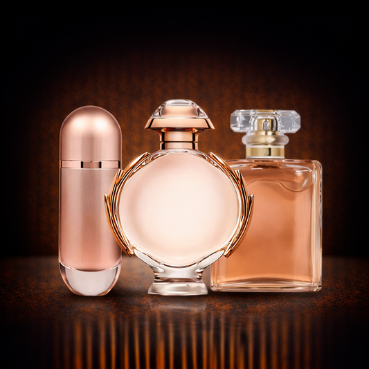 Kit 3 Fragranze Femminili Premium — Rosé Élégance · Divina Vanille · Parisienne Chypre (100 ml ciascuna)